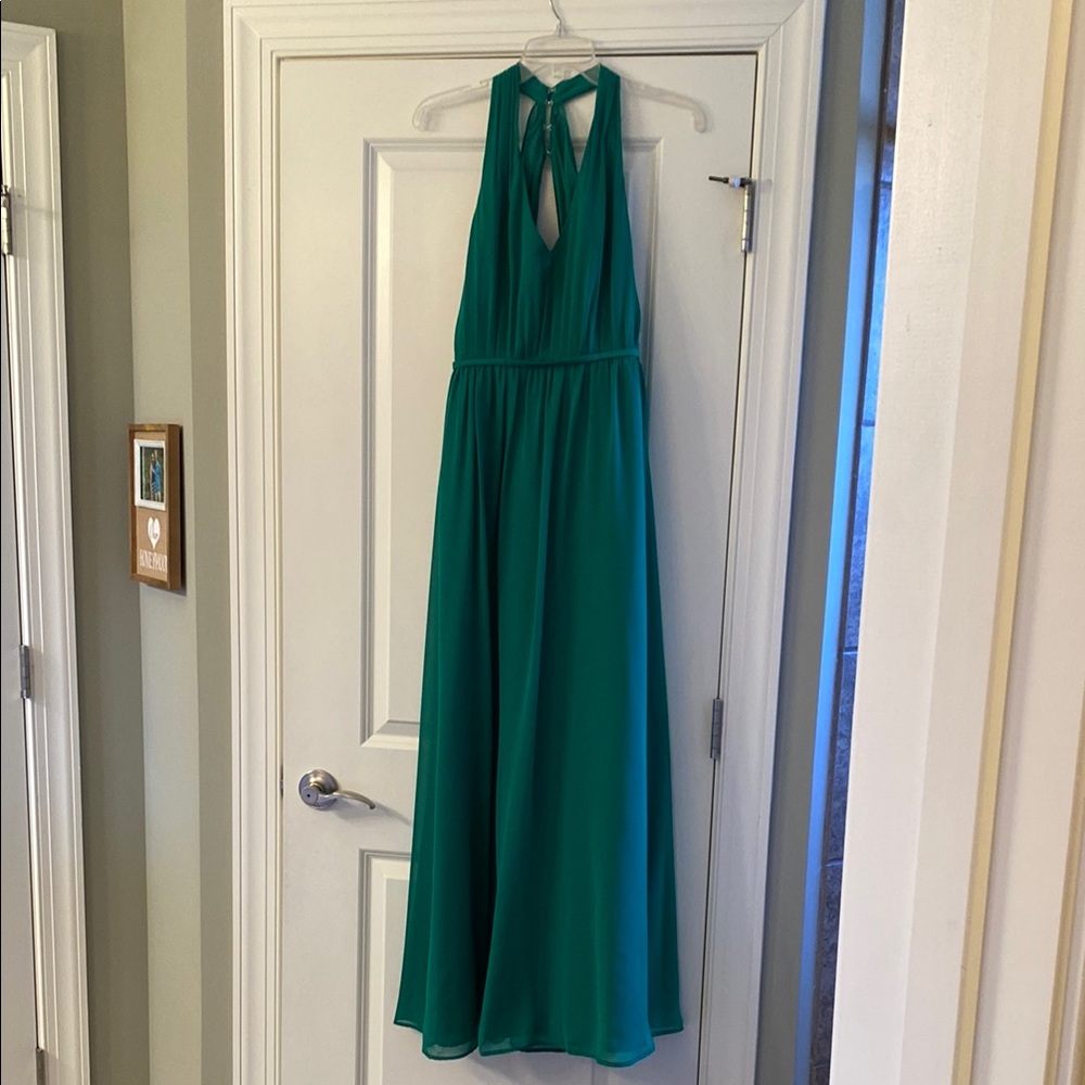 Emerald Green Sleeveless Halter formal bridesmaid wedding dress size 6 - Picture 2 of 6